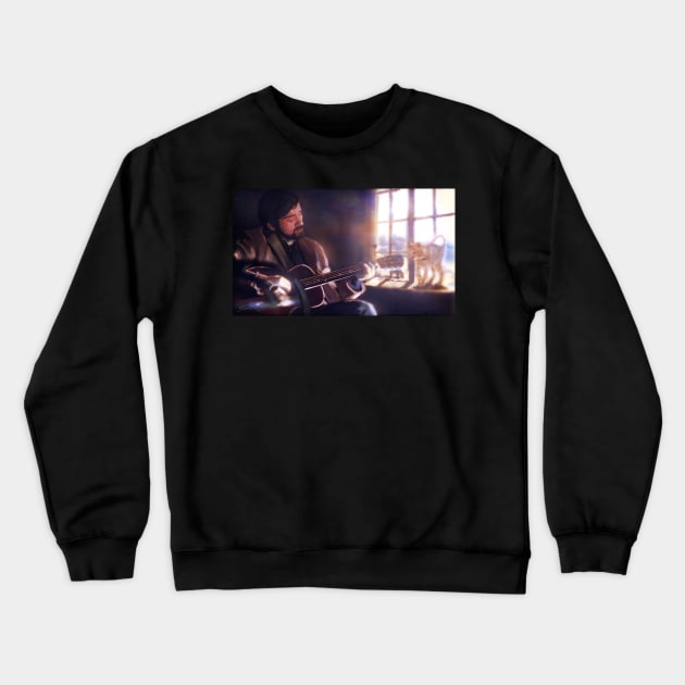 Folk Singer with a Cat Crewneck Sweatshirt by danielctuck